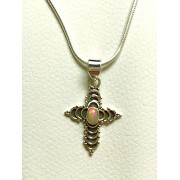 324 Collier croix argent sterling, opale 